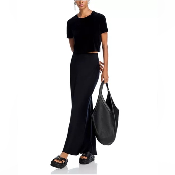 L’agence Donna Black Velvet Crop Top Excellent Size L - Picture 1 of 9